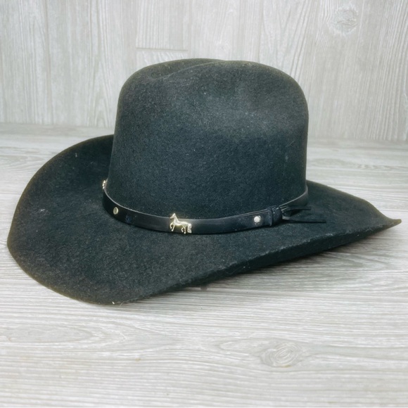 Bullhide Monte Carlo Black Wool Western Cowboy Hat kids xl & vintage hat box - Picture 7 of 13